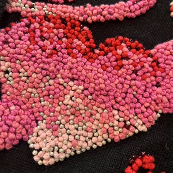 Emma Tricot Black Beaded Heart Sweater Heart Buttons Knit Cardigan Womens Sz M - Picture 12 of 12